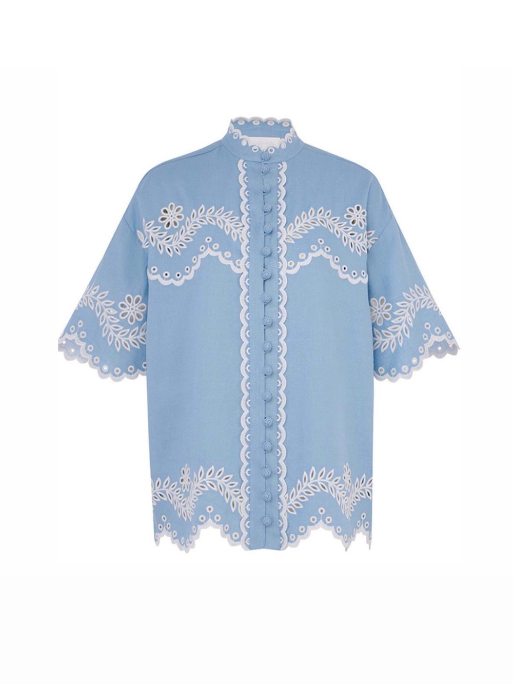 Elie Tahari Blue Embroidered Junie Shirt